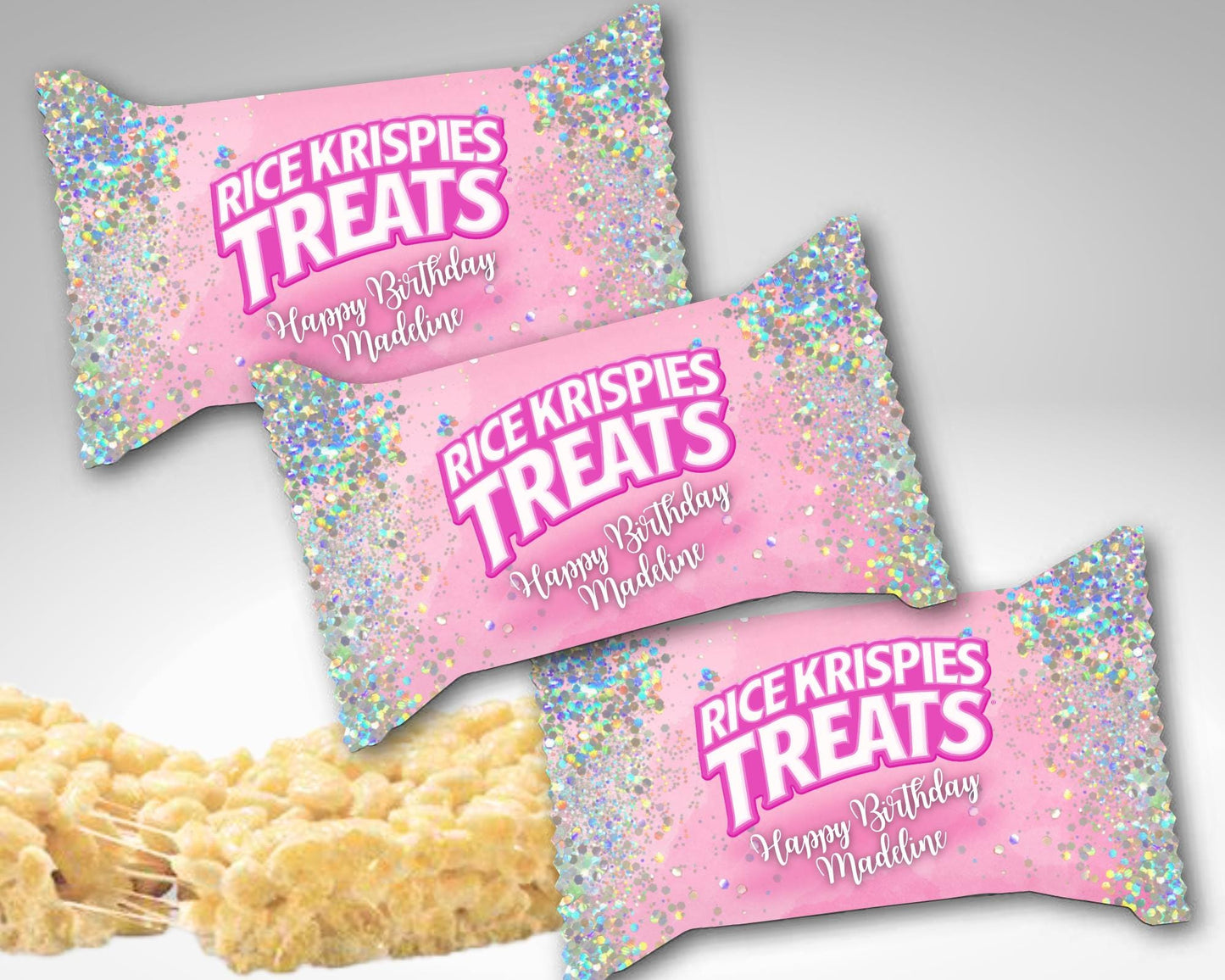Pink Glitter Rice Krispies | Filled treats