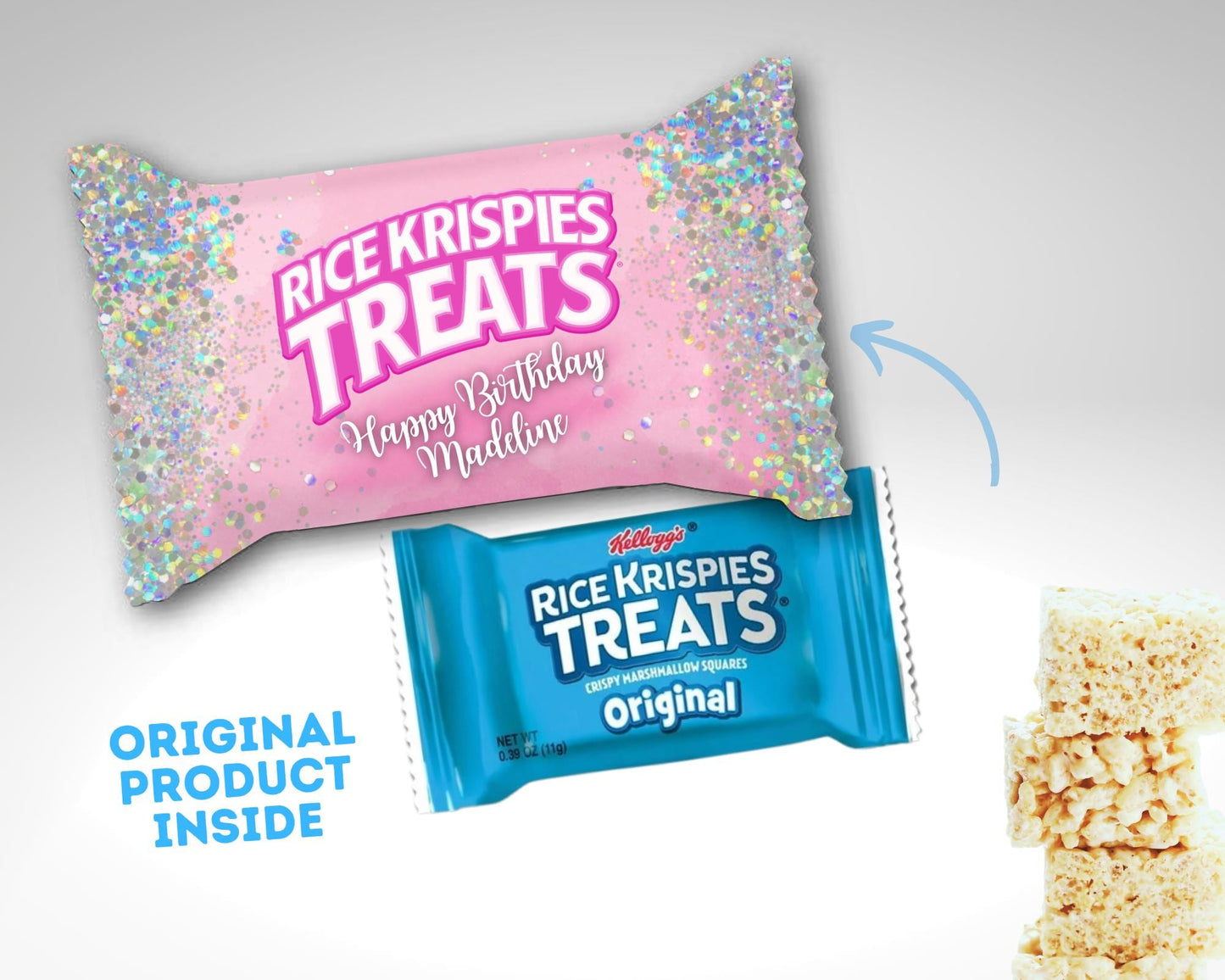 Pink Glitter Rice Krispies | Filled treats