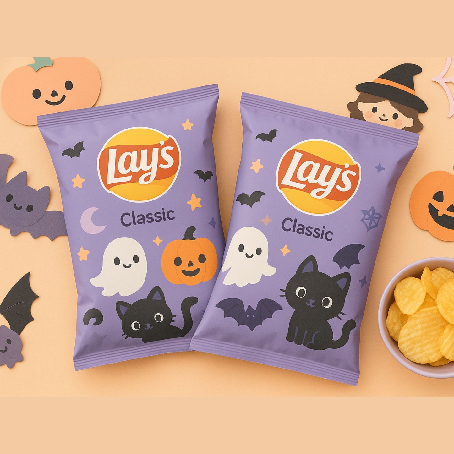 Spooky Halloween Chip Bags - Filled treats