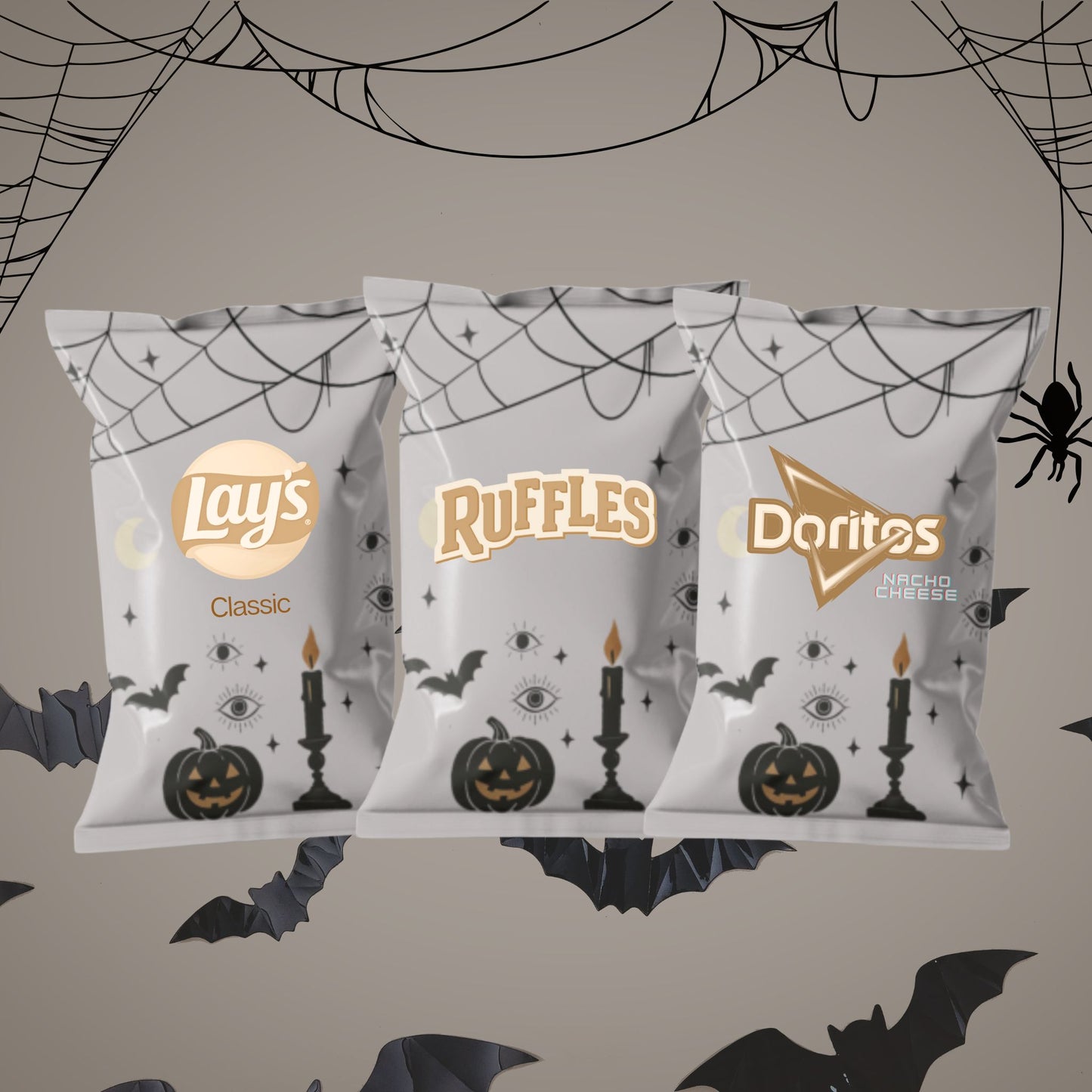 Halloween Goth Chip Bags - Filled treats